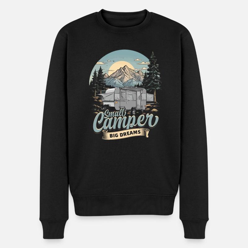Pop Up Camper Faltcaravan Small Camper Big Dreams - Männer Premium Bio Pullover - Schwarz