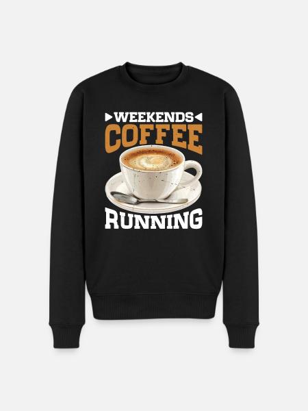 Weekends Coffee Running - Männer Premium Bio Pullover - Schwarz