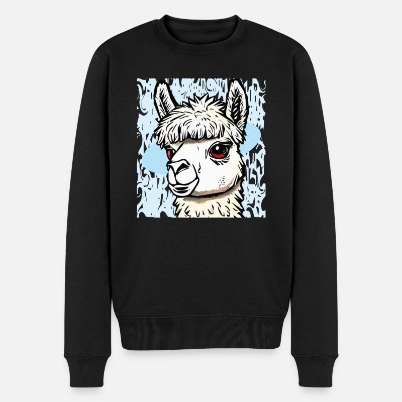 ALPAKA KOPF - Männer Premium Bio Pullover - Schwarz