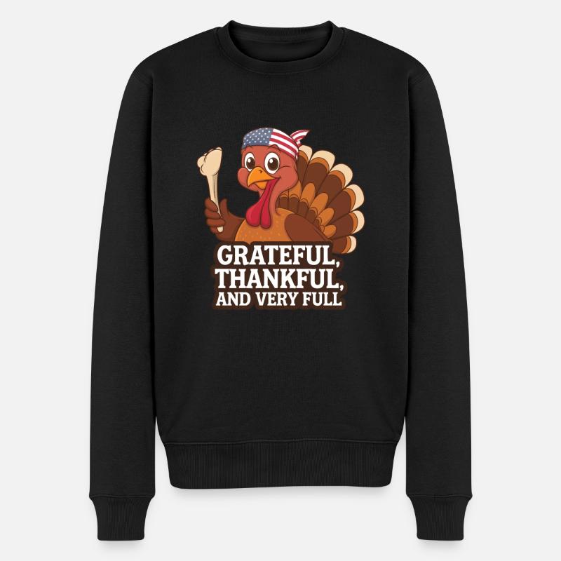 Dinde drôle de Thanksgiving - Pull Premium bio Homme - noir