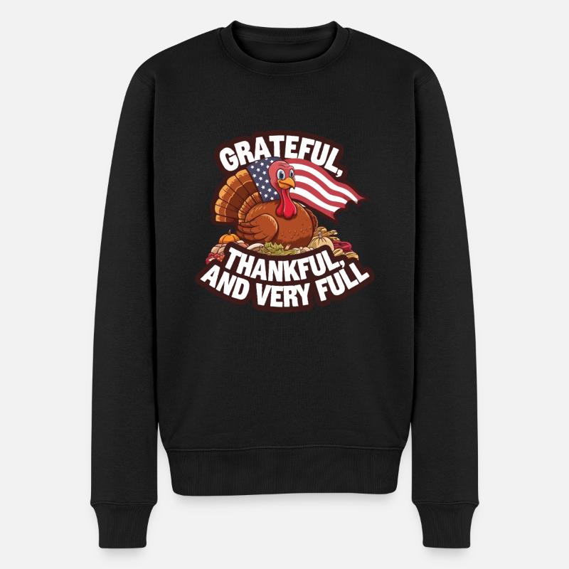 Lustiger Thanksgiving Truthahn - Männer Premium Bio Pullover - Schwarz