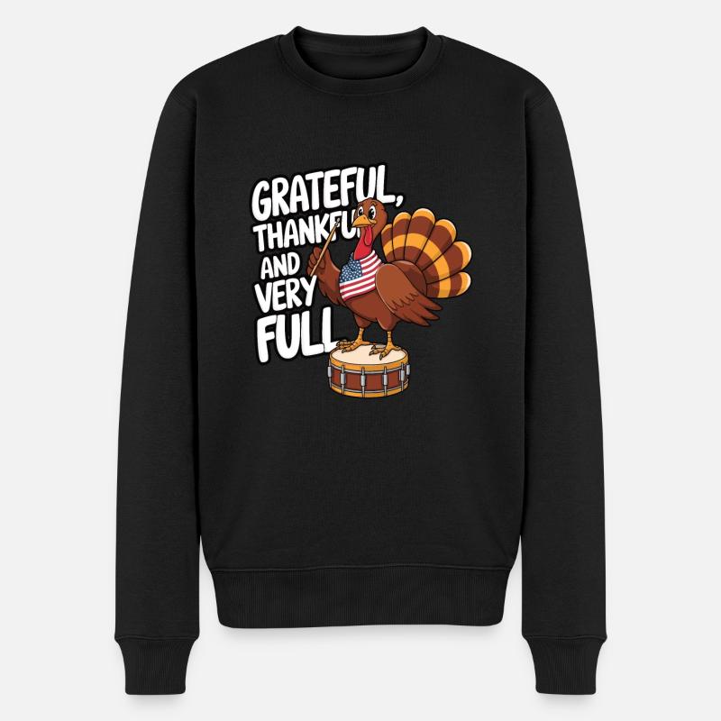 Lustiger Thanksgiving Truthahn - Männer Premium Bio Pullover - Schwarz
