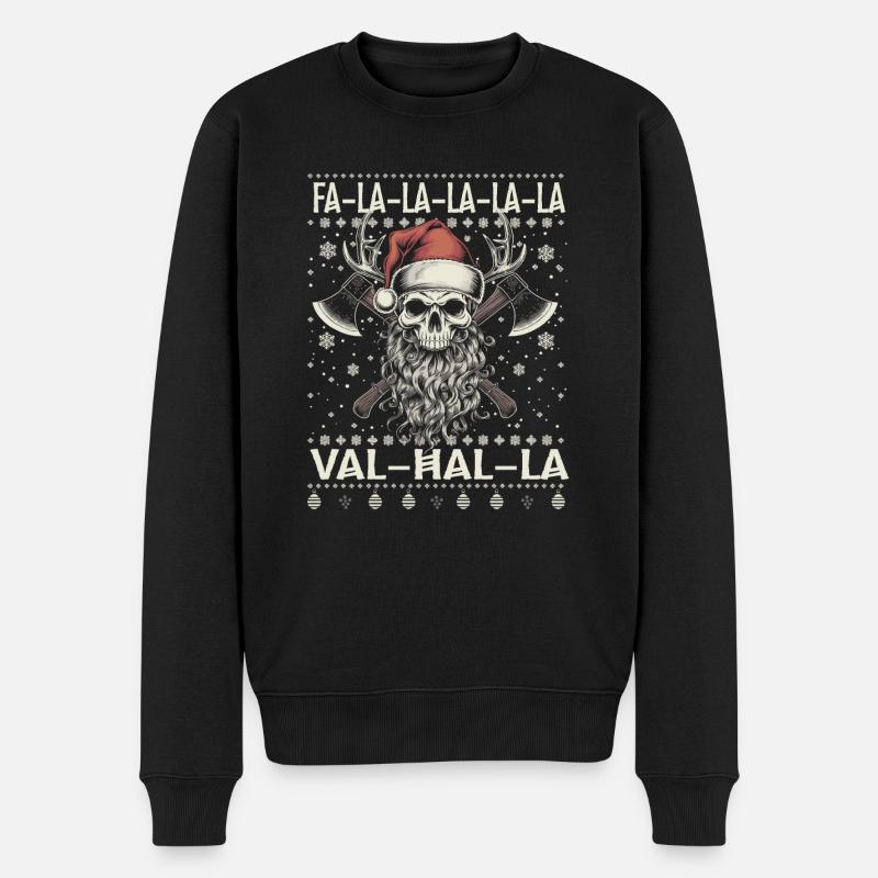 Noël viking Fa-la-la Valhalla Humour - Pull Premium bio Homme - noir