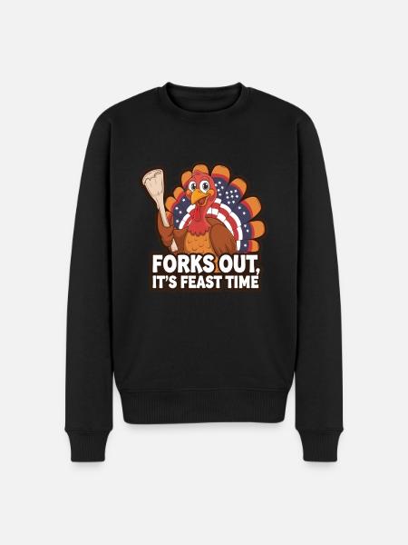 Funny Thanksgiving Turkey - Men's Premium Organic Jumper - black