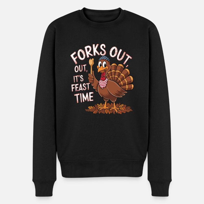Dinde drôle de Thanksgiving - Pull Premium bio Homme - noir