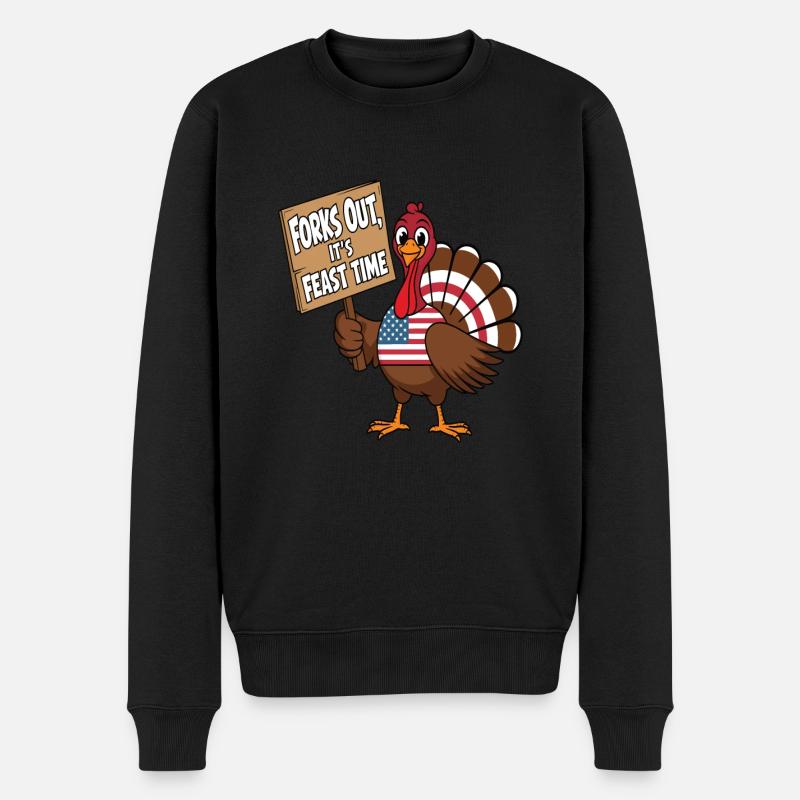 Lustiger Thanksgiving Truthahn - Männer Premium Bio Pullover - Schwarz