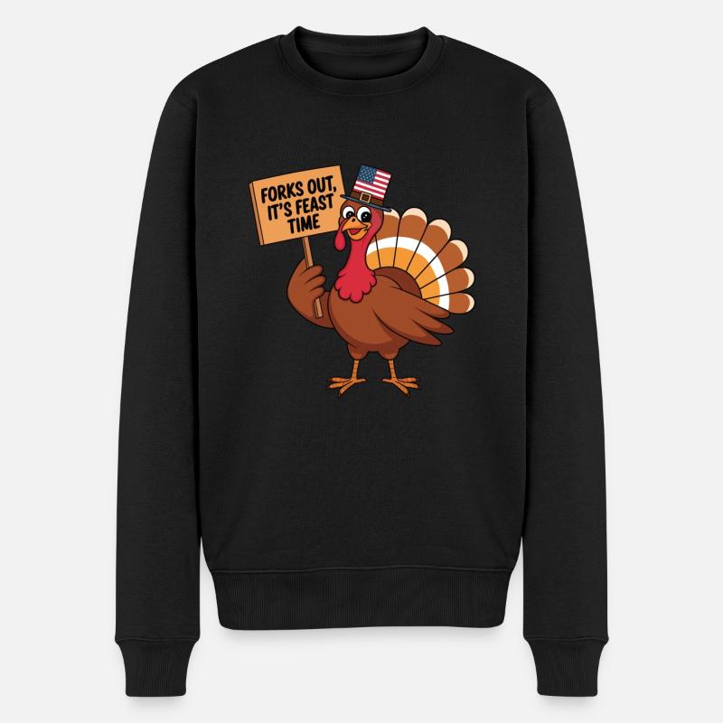 Dinde drôle de Thanksgiving - Pull Premium bio Homme - noir