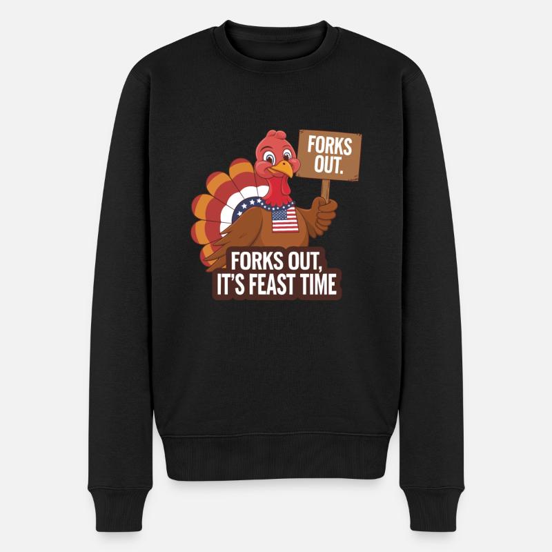 Lustiger Thanksgiving Truthahn - Männer Premium Bio Pullover - Schwarz