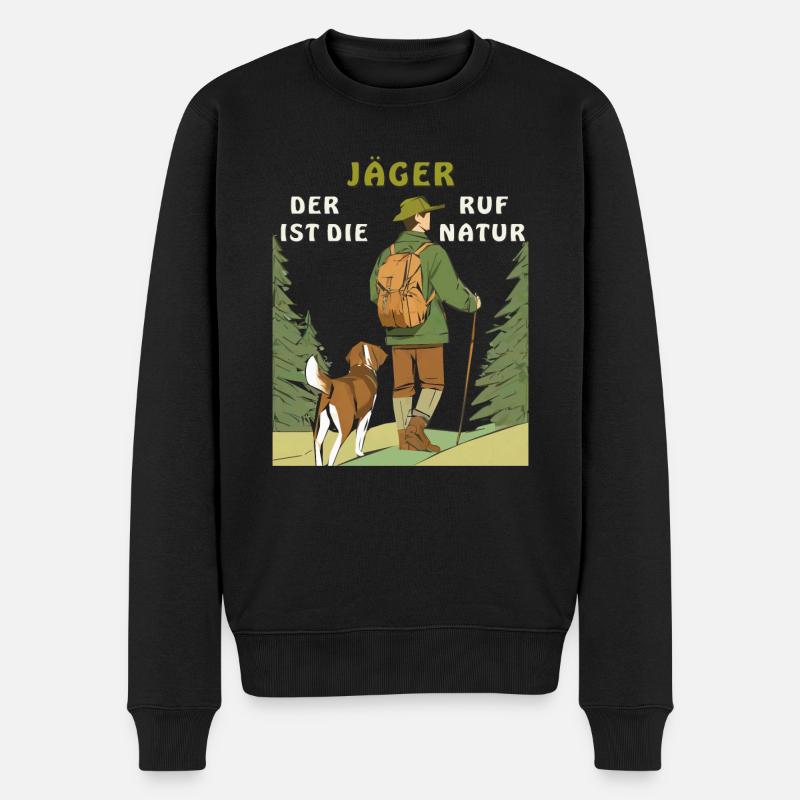 JÄGER RUF DER NATUR - Männer Premium Bio Pullover - Schwarz