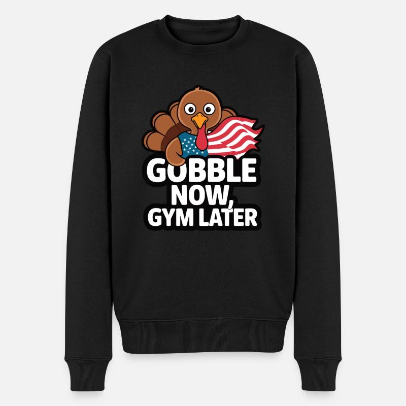 Lustiger Thanksgiving Truthahn - Männer Premium Bio Pullover - Schwarz