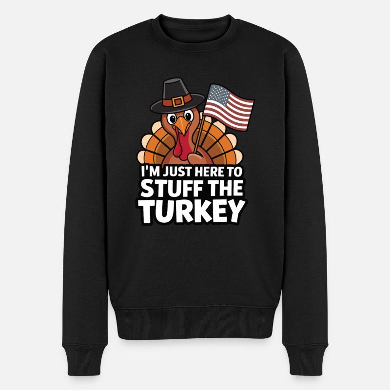 Lustiger Thanksgiving Truthahn - Männer Premium Bio Pullover - Schwarz