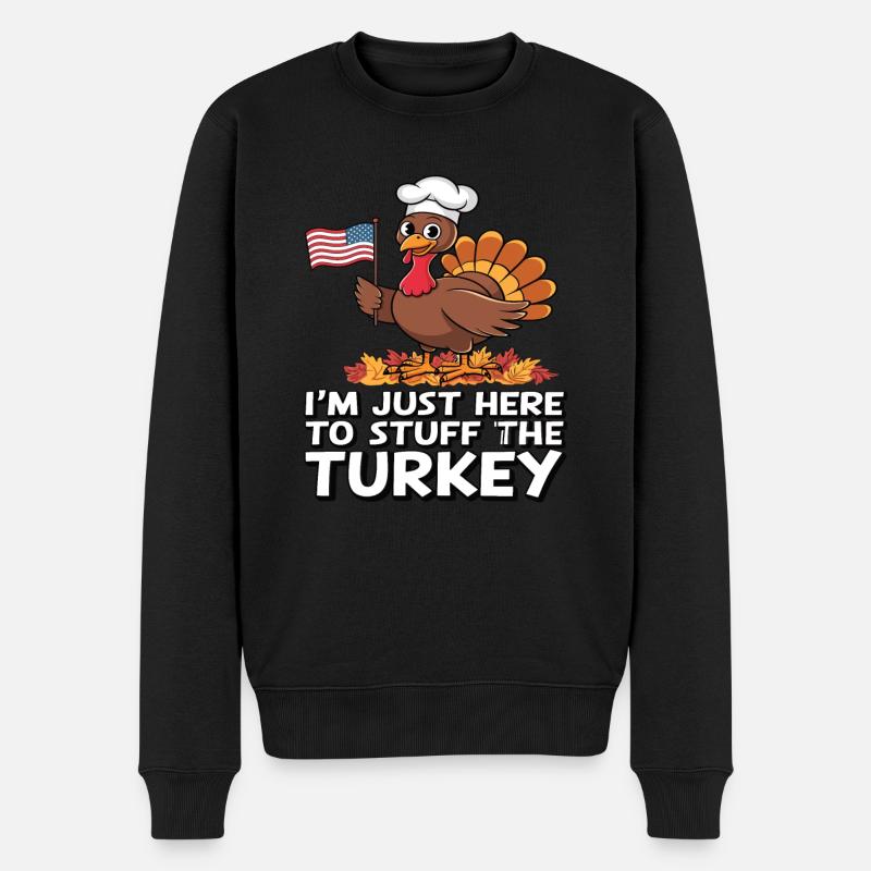 Dinde drôle de Thanksgiving - Pull Premium bio Homme - noir