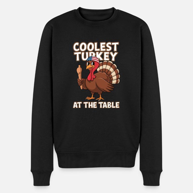 Dinde drôle de Thanksgiving - Pull Premium bio Homme - noir