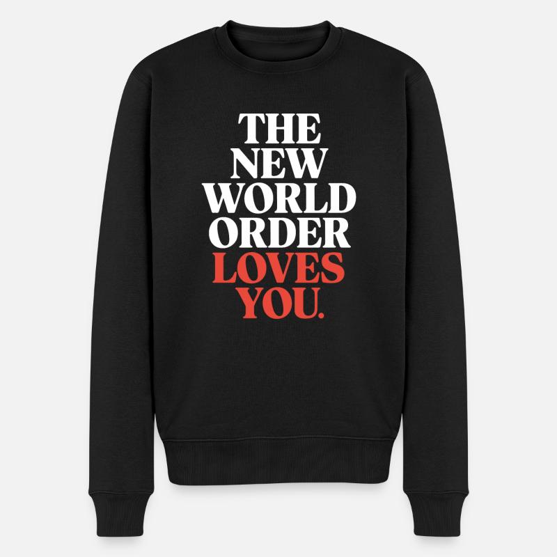 Verschwörung Der Neuen Weltordnung Globale - Männer Premium Bio Pullover - Schwarz