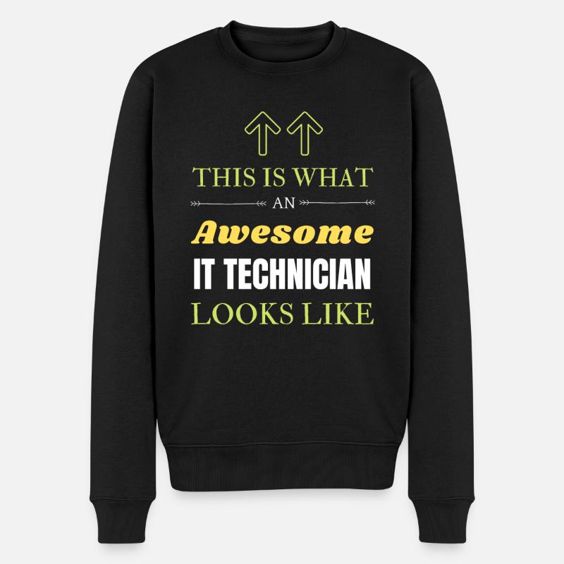 So sieht ein großartiger IT-Techniker aus - Männer Premium Bio Pullover - Schwarz