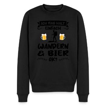 Wandern Bier Bergsteiger Geschenk - Männer Premium Bio Pullover - Schwarz - Vorne - Nico (187cm)