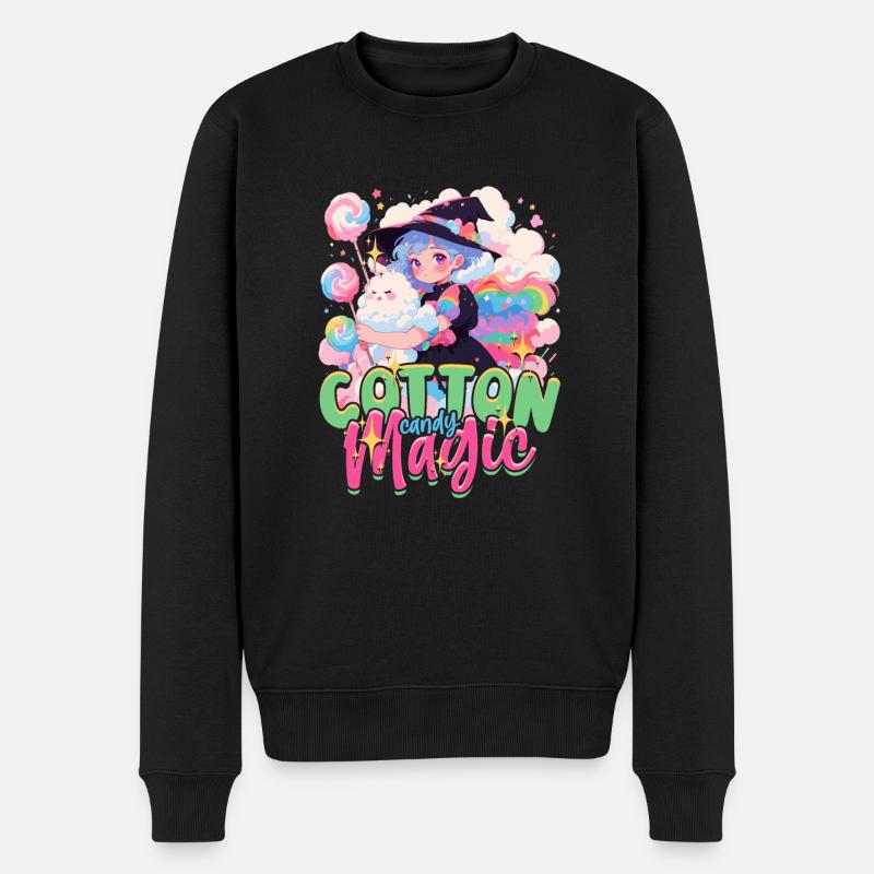 Zuckerwatte Cotton Candy Magic - Männer Premium Bio Pullover - Schwarz
