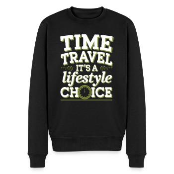 Time travel sci-fi enthusiast and time machine - Men's Premium Organic Jumper - black - Front - Nico (187cm)
