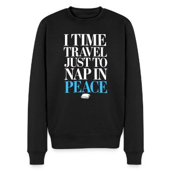 Time travel sci-fi enthusiast and time machine - Men's Premium Organic Jumper - black - Front - Nico (187cm)