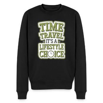 Time travel sci-fi enthusiast and time machine - Men's Premium Organic Jumper - black - Front - Nico (187cm)