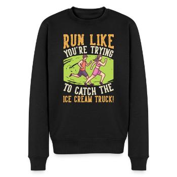 Marathon du camion de crème Run To Catch - Pull Premium bio Homme - noir - Devant - Nico (187cm)