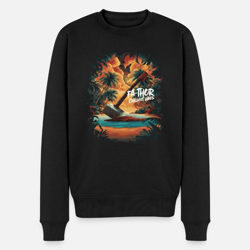 Fa-Thor Chillout Vibes – Entspannen wie ein Gott - Männer Premium Bio Pullover - Schwarz