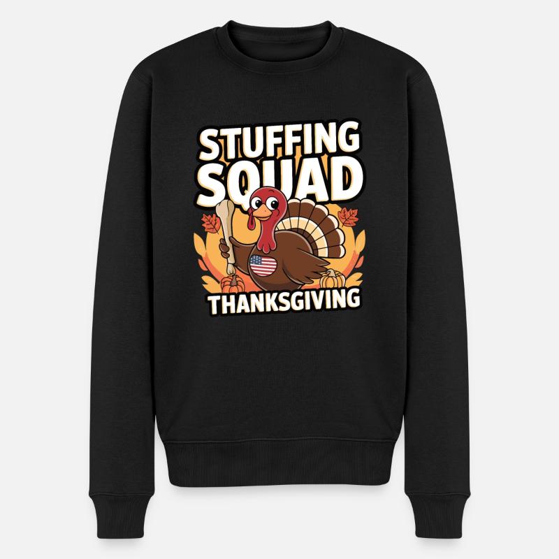 Lustiger Thanksgiving Truthahn - Männer Premium Bio Pullover - Schwarz