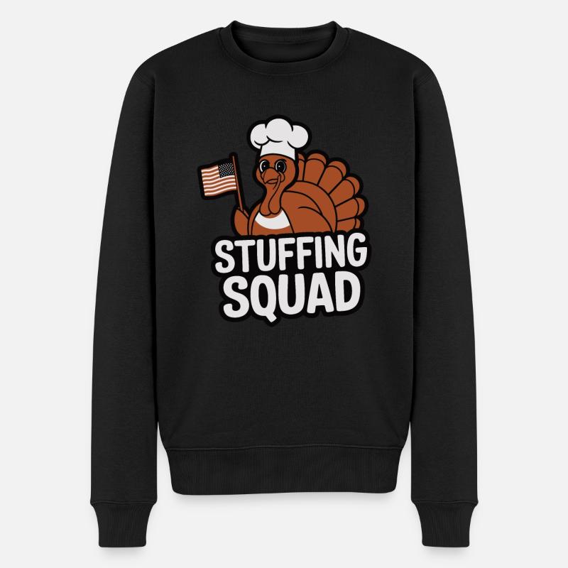Lustiger Thanksgiving Truthahn - Männer Premium Bio Pullover - Schwarz