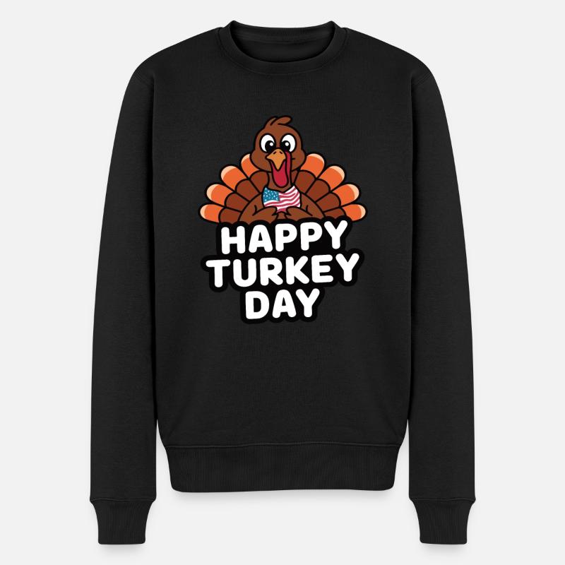 Dinde drôle de Thanksgiving - Pull Premium bio Homme - noir