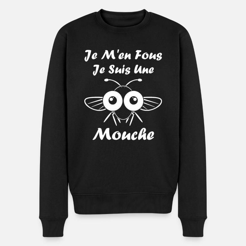 Insektenzitat Fliege Humor - Männer Premium Bio Pullover - Schwarz