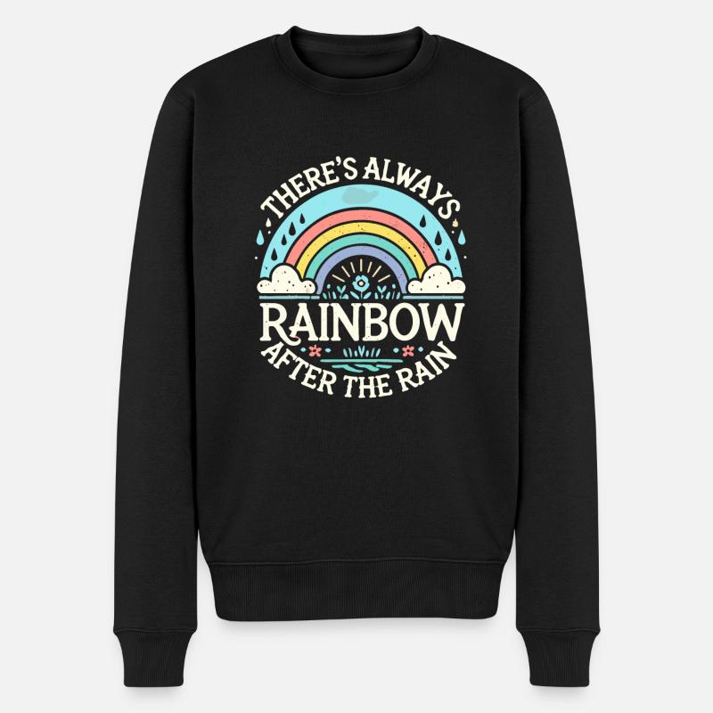 Nach dem Regen gibt es immer einen Regenbogen - Männer Premium Bio Pullover - Schwarz