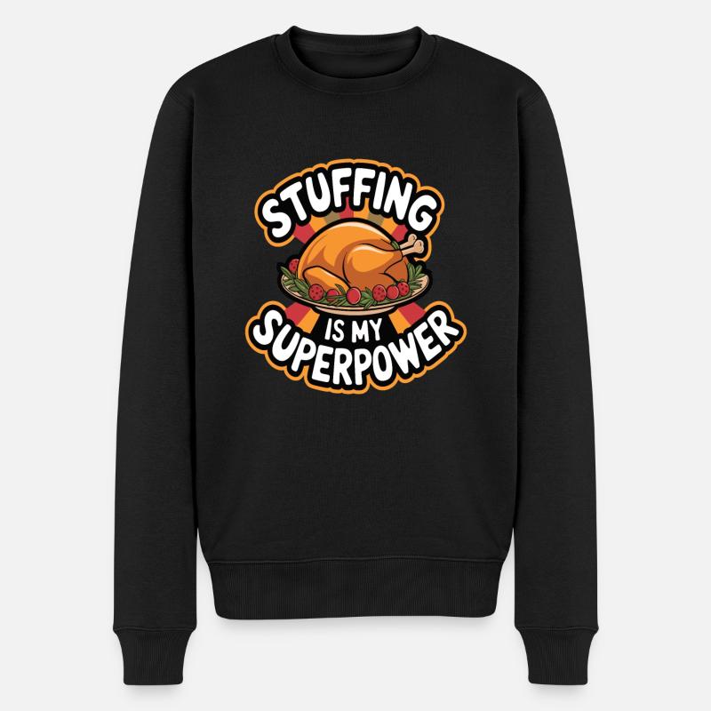 Lustiger Thanksgiving Truthahn - Männer Premium Bio Pullover - Schwarz