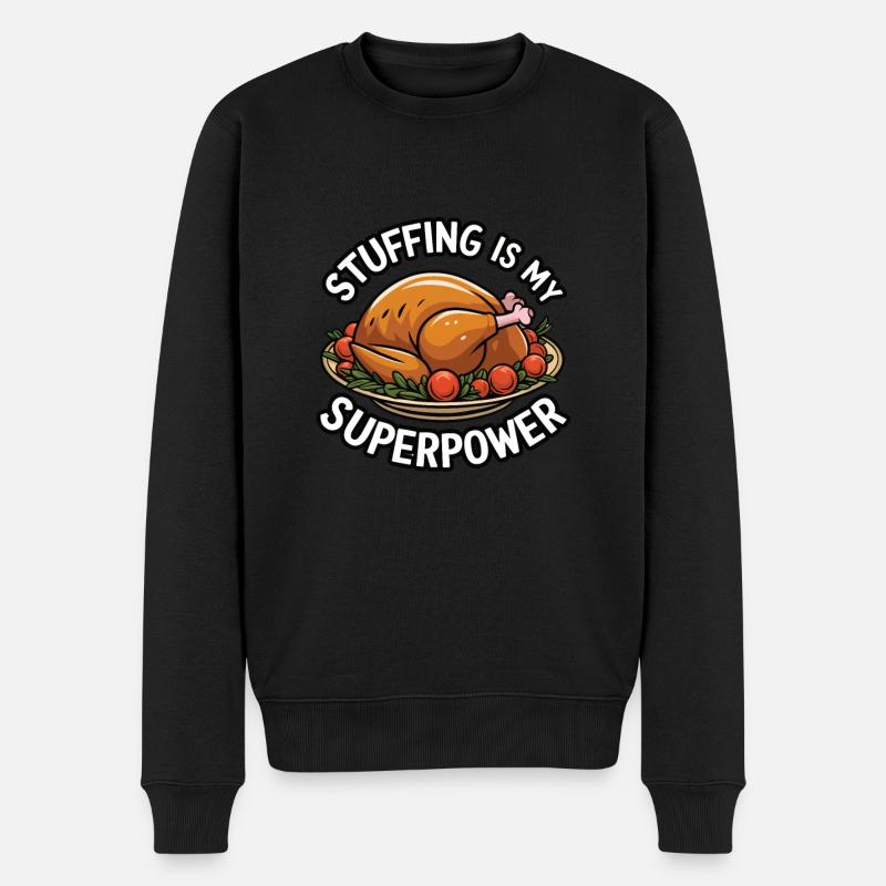 Lustiger Thanksgiving Truthahn - Männer Premium Bio Pullover - Schwarz