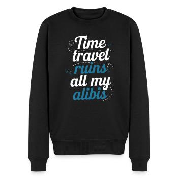 Time travel sci-fi enthusiast and time machine - Men's Premium Organic Jumper - black - Front - Nico (187cm)