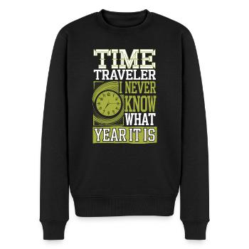 Time travel sci-fi enthusiast and time machine - Men's Premium Organic Jumper - black - Front - Nico (187cm)