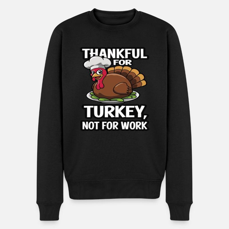Dinde drôle de Thanksgiving - Pull Premium bio Homme - noir