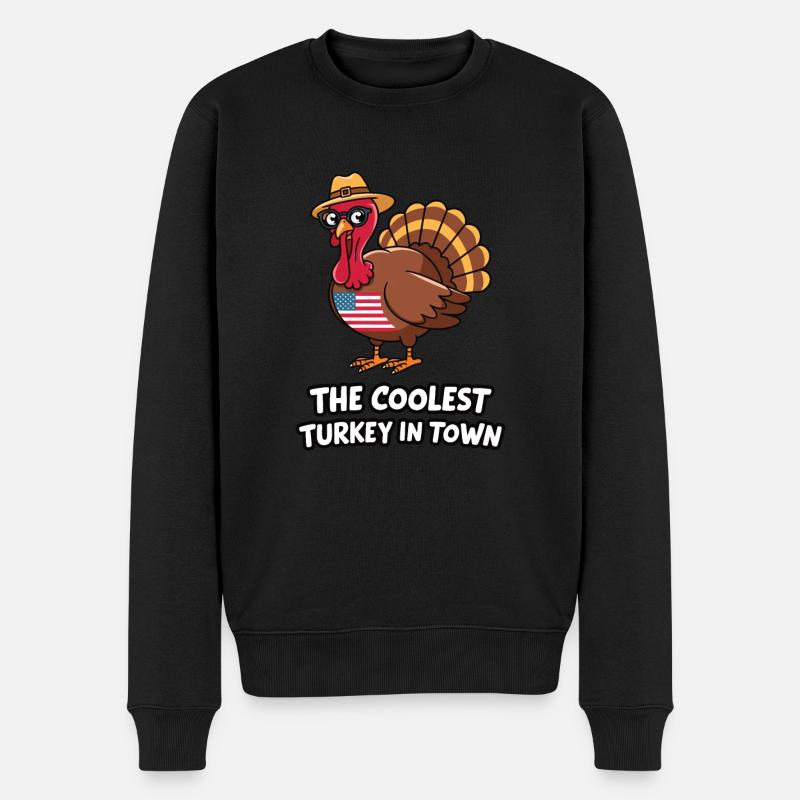 Lustiger Thanksgiving Truthahn - Männer Premium Bio Pullover - Schwarz