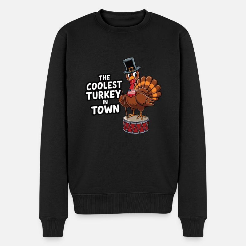 Dinde drôle de Thanksgiving - Pull Premium bio Homme - noir