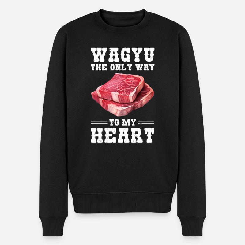 Wagyu Steak - Männer Premium Bio Pullover - Schwarz