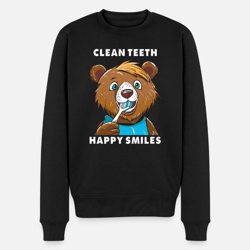 OURS DENTS PROPRES, SOURIRES HEUREUX - Pull Premium bio Homme - noir