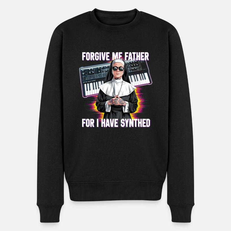 Forgive Me Father For I Have Synthed Funny Synth - Männer Premium Bio Pullover - Schwarz