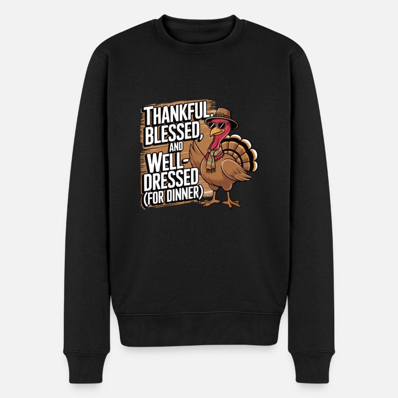 Dinde drôle de Thanksgiving - Pull Premium bio Homme - noir