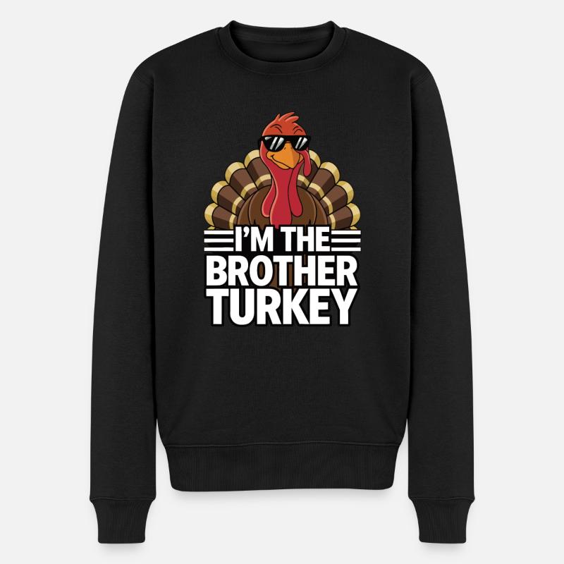 Lustiger Thanksgiving Truthahn - Männer Premium Bio Pullover - Schwarz