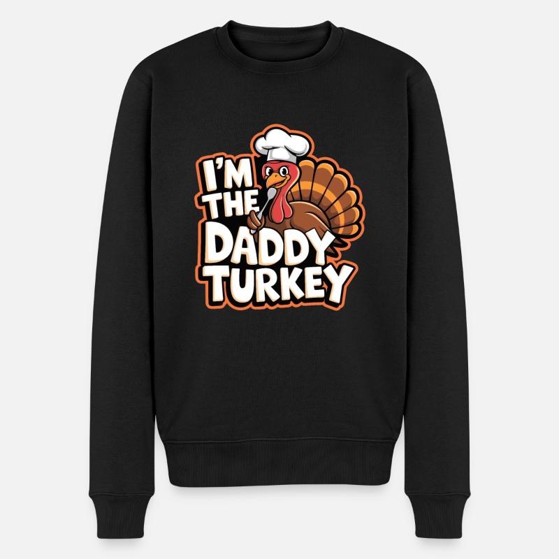 Daddy Turkey Thanksgiving - Männer Premium Bio Pullover - Schwarz