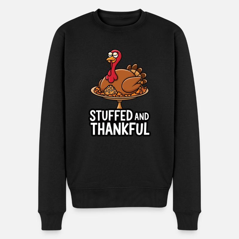 Lustiger Thanksgiving Truthahn - Männer Premium Bio Pullover - Schwarz