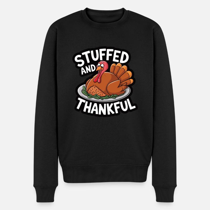 Lustiger Thanksgiving Truthahn - Männer Premium Bio Pullover - Schwarz