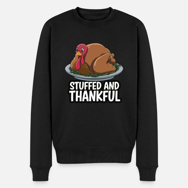 Lustiger Thanksgiving Truthahn - Männer Premium Bio Pullover - Schwarz