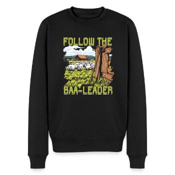 Shepherd sheep farm Follow the Baa-leader - Men's Premium Organic Jumper - black - Front - Nico (187cm)