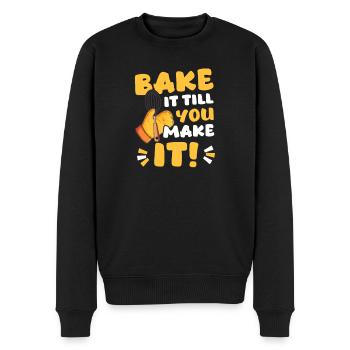 Bake Bake It Till You Make It - Men's Premium Organic Jumper - black - Front - Nico (187cm)