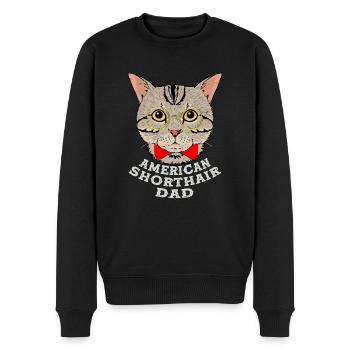 American Shorthair Dad Cat Kitten Father - Männer Premium Bio Pullover - Schwarz - Vorne - Nico (187cm)